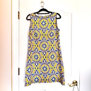 Betsey Johnson Vibrant Yellow and Blue Mini Dress Size 10